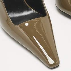 Saint Laurent Amber Green Patent Leather Blake Slingback Pumps Size 37