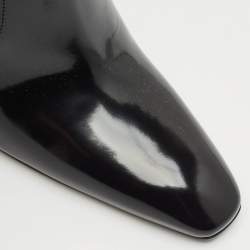 Saint Laurent Black Glazed Leather Auteuil Knee Length Boots Size 40
