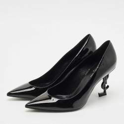 Saint Laurent Black Patent Leather Opyum Pointed Toe Pumps Size 40