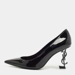 Saint Laurent Black Patent Leather Opyum Pointed Toe Pumps Size 40