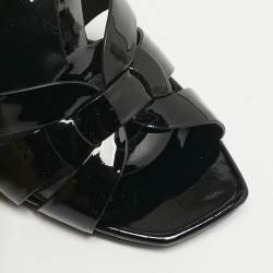 Pre Owned Saint Laurent Black Patent Leather Tribute Sandals Size 38