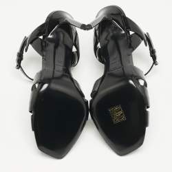 Pre Owned Saint Laurent Black Patent Leather Tribute Sandals Size 38