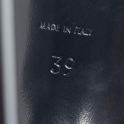 Pre Owned صندل سان لوران جلد لامع أسود أويوم مقاس 40