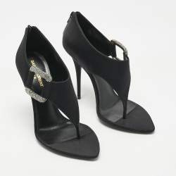 Pre Owned Saint Laurent Black Satin Sean 110Thong Sandals Size 39