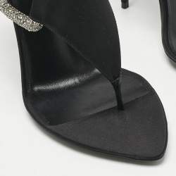 Pre Owned Saint Laurent Black Satin Sean 110Thong Sandals Size 39