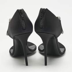 Pre Owned Saint Laurent Black Satin Sean 110Thong Sandals Size 39