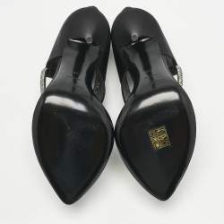 Pre Owned Saint Laurent Black Satin Sean 110Thong Sandals Size 39