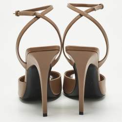 Pre Owned Saint Laurent Brown Leather La Scandale Peep Toe Pumps Size 40