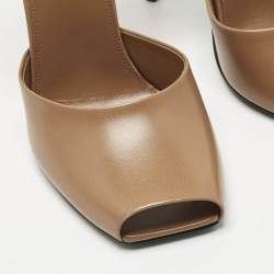 Pre Owned Saint Laurent Brown Leather La Scandale Peep Toe Pumps Size 40