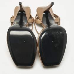 Pre Owned Saint Laurent Brown Leather La Scandale Peep Toe Pumps Size 40