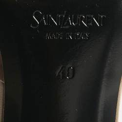 Pre Owned Saint Laurent Brown Leather La Scandale Peep Toe Pumps Size 40