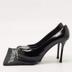 Pre Owned Saint Laurent Black Patent Tribtoo Pumps Size 36.5