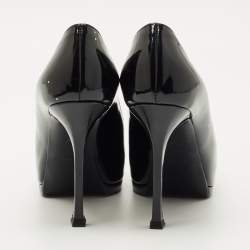 Pre Owned Saint Laurent Black Patent Tribtoo Pumps Size 36.5
