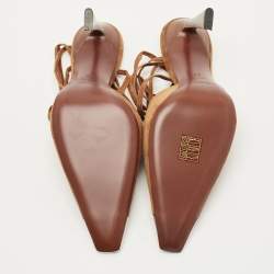 Pre Owned Saint Laurent Brown Suede Blade Slingback Pumps Size 39