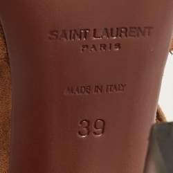 Pre Owned Saint Laurent Brown Suede Blade Slingback Pumps Size 39