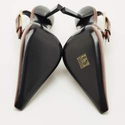 Pre Owned Saint Laurent Brown Patent Leather Lee Slingback Pumps Size 39