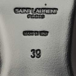 Pre Owned Saint Laurent Brown Leopard Print Grosgrain Carlyle Flat Slides Size 39