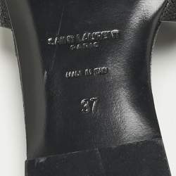 Pre Owned Saint Laurent Black Leather Tribute Flat Slide Size 37