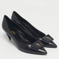 Pre Owned Saint Laurent Black Lizard Leather Anai Pumps Size 39