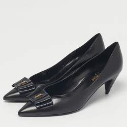 Pre Owned Saint Laurent Black Lizard Leather Anai Pumps Size 39