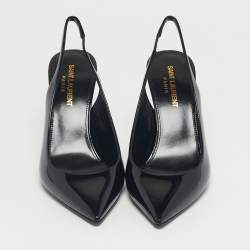Pre Owned Saint Laurent Black Patent Leather Opyum Slingback Pumps Size 36