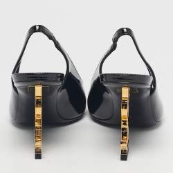 Pre Owned Saint Laurent Black Patent Leather Opyum Slingback Pumps Size 36