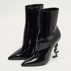 مملوكة مسبقًا Saint Laurent Black Patent Leather Opyum Pointed Toe Ankle Boots Size 39