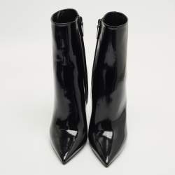 مملوكة مسبقًا Saint Laurent Black Patent Leather Opyum Pointed Toe Ankle Boots Size 39