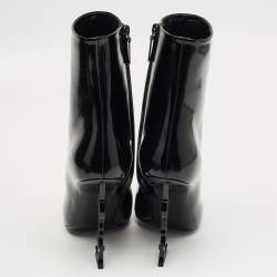 مملوكة مسبقًا Saint Laurent Black Patent Leather Opyum Pointed Toe Ankle Boots Size 39