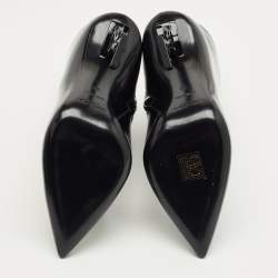 مملوكة مسبقًا Saint Laurent Black Patent Leather Opyum Pointed Toe Ankle Boots Size 39