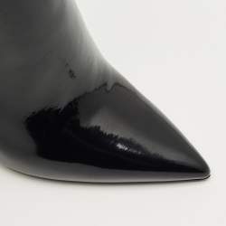 مملوكة مسبقًا Saint Laurent Black Patent Leather Opyum Pointed Toe Ankle Boots Size 39
