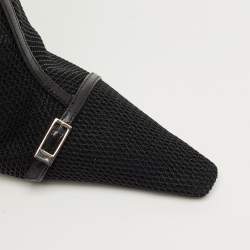 Pre Owned Saint Laurent Black Leather and Mesh Oxalis Ankle Boots Size 39