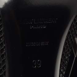 Pre Owned Saint Laurent Black Leather and Mesh Oxalis Ankle Boots Size 39