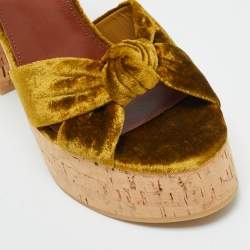 Pre Owned Saint Laurent Gold/Lilac Velvet and Patent Leather Bianca Sandals Size 39