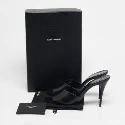 Pre Owned Saint Laurent LA 16 Size 41 Black Leather Slide Sandals