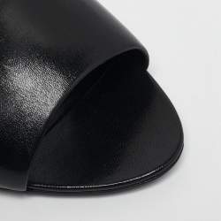 Pre Owned Saint Laurent LA 16 Size 41 Black Leather Slide Sandals