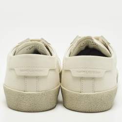 Pre Owned Saint Laurent Court Classic SL/06 Size 38 Cream Canvas Low Top Sneakers