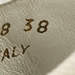 Pre Owned Saint Laurent Court Classic SL/06 Size 38 Cream Canvas Low Top Sneakers