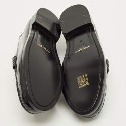 Pre Owned حذاء لوفرز سان لوران لوفرز جلد أسود لامع مقاس 38