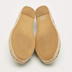 مملوكة مسبقًا Saint Laurent Cassandre Size 36.5 Black Leather Espadrille Flats