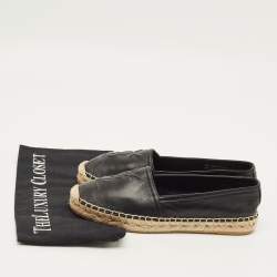 مملوكة مسبقًا Saint Laurent Cassandre Size 36.5 Black Leather Espadrille Flats