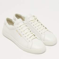 Pre Owned حذاء رياضي سان لوران أندي  جلد أبيض عنق منخفض مقاس 39