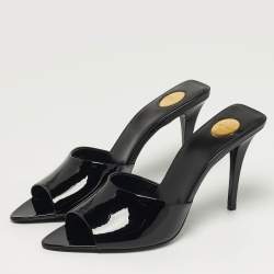 Pre Owned صندل سان لوران ساتان أسود رومي سهل الارتداء مقاس 40