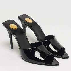 Pre Owned صندل سان لوران ساتان أسود رومي سهل الارتداء مقاس 40