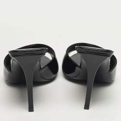 Pre Owned صندل سان لوران ساتان أسود رومي سهل الارتداء مقاس 40