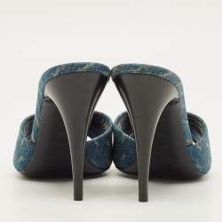 مملوكة مسبقًا Saint Laurent LA 16 Size 40 Blue Denim Slide Sandals