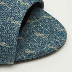 مملوكة مسبقًا Saint Laurent LA 16 Size 40 Blue Denim Slide Sandals