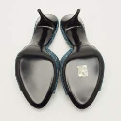 مملوكة مسبقًا Saint Laurent LA 16 Size 40 Blue Denim Slide Sandals