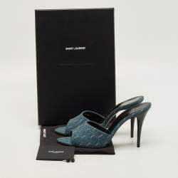 مملوكة مسبقًا Saint Laurent LA 16 Size 40 Blue Denim Slide Sandals