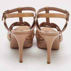 Pre Owned Saint Laurent Tribute Size 39 Beige Patent Leather Platform Sandals
